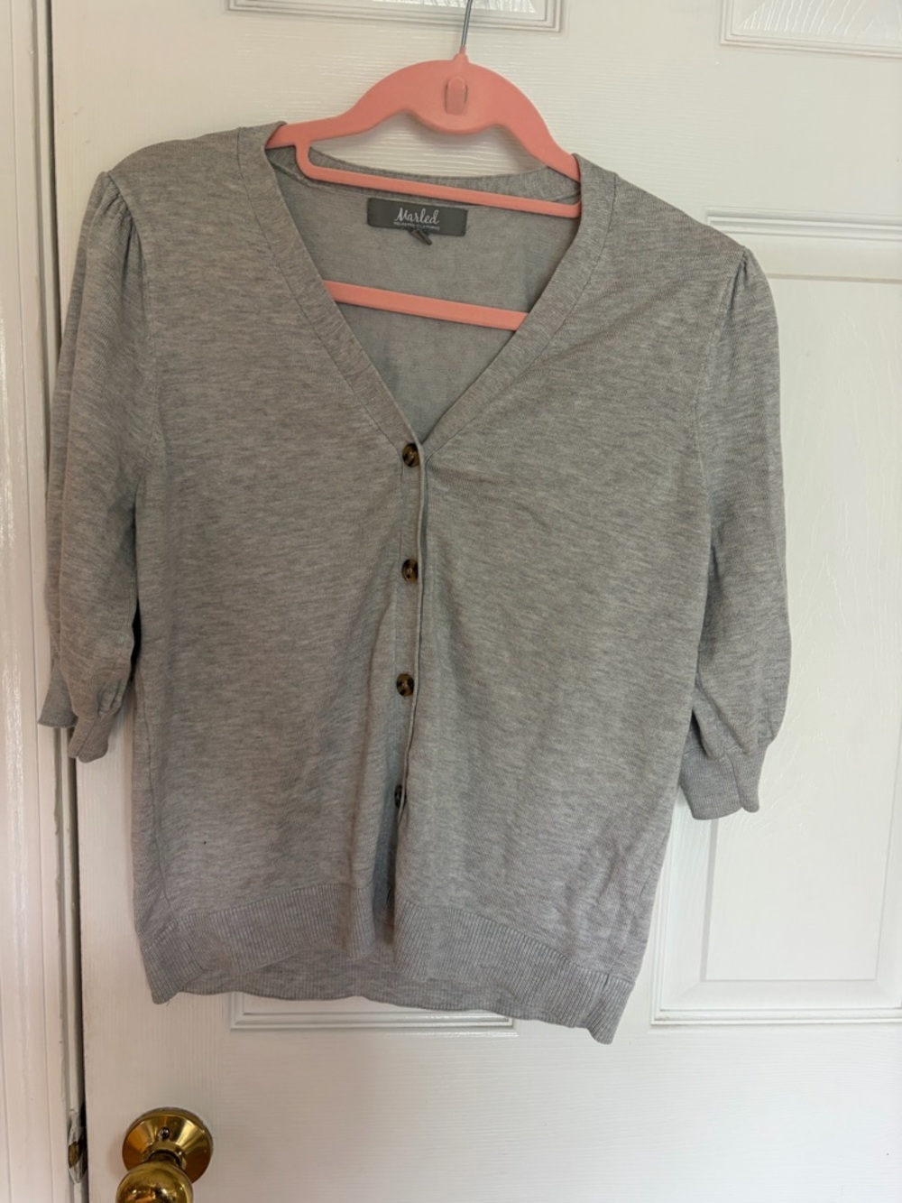 Light Gray Button-Front Cardigan Sweater